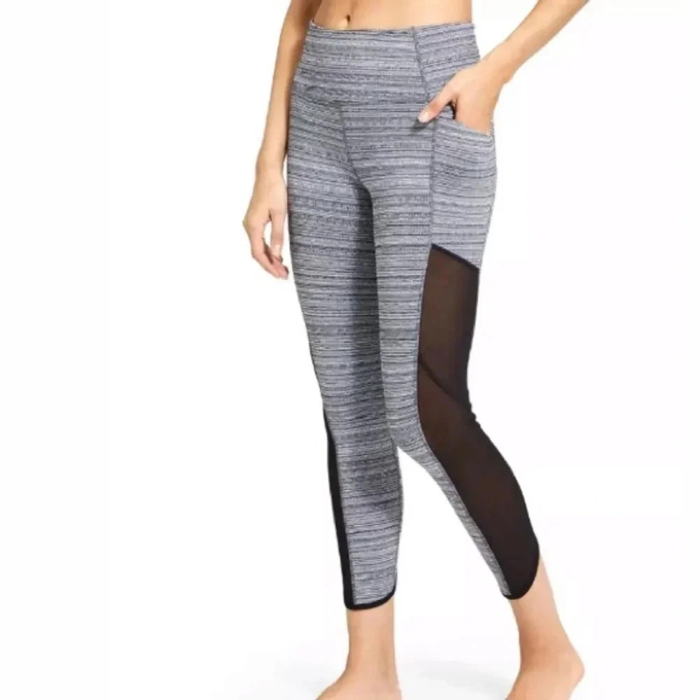 ATHLETA High-Rise Mesh Black &‎ White Pant Size S